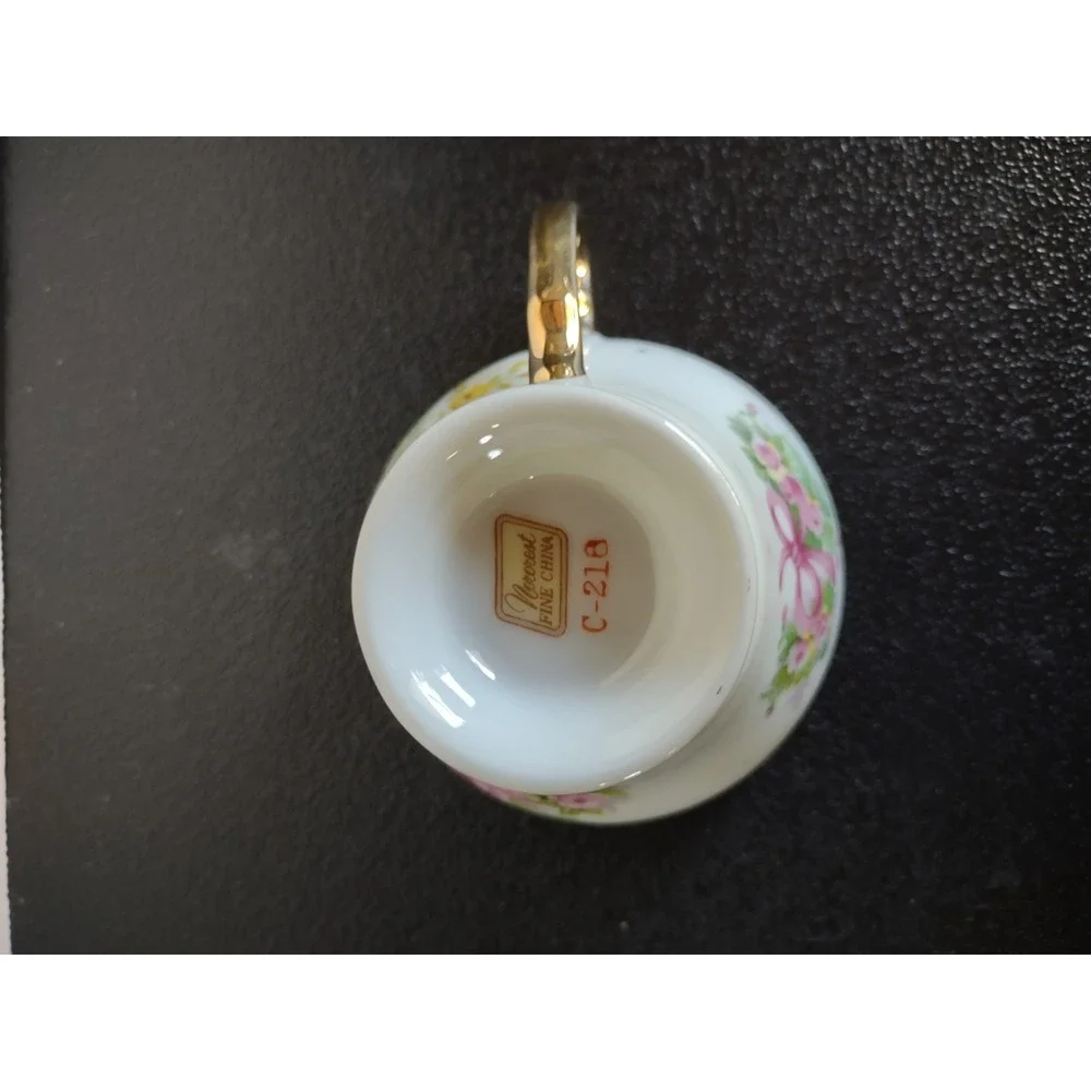 Vtg Norcrest Mother Teacup Saucer Pink Roses Gold Trim C-218 Japan